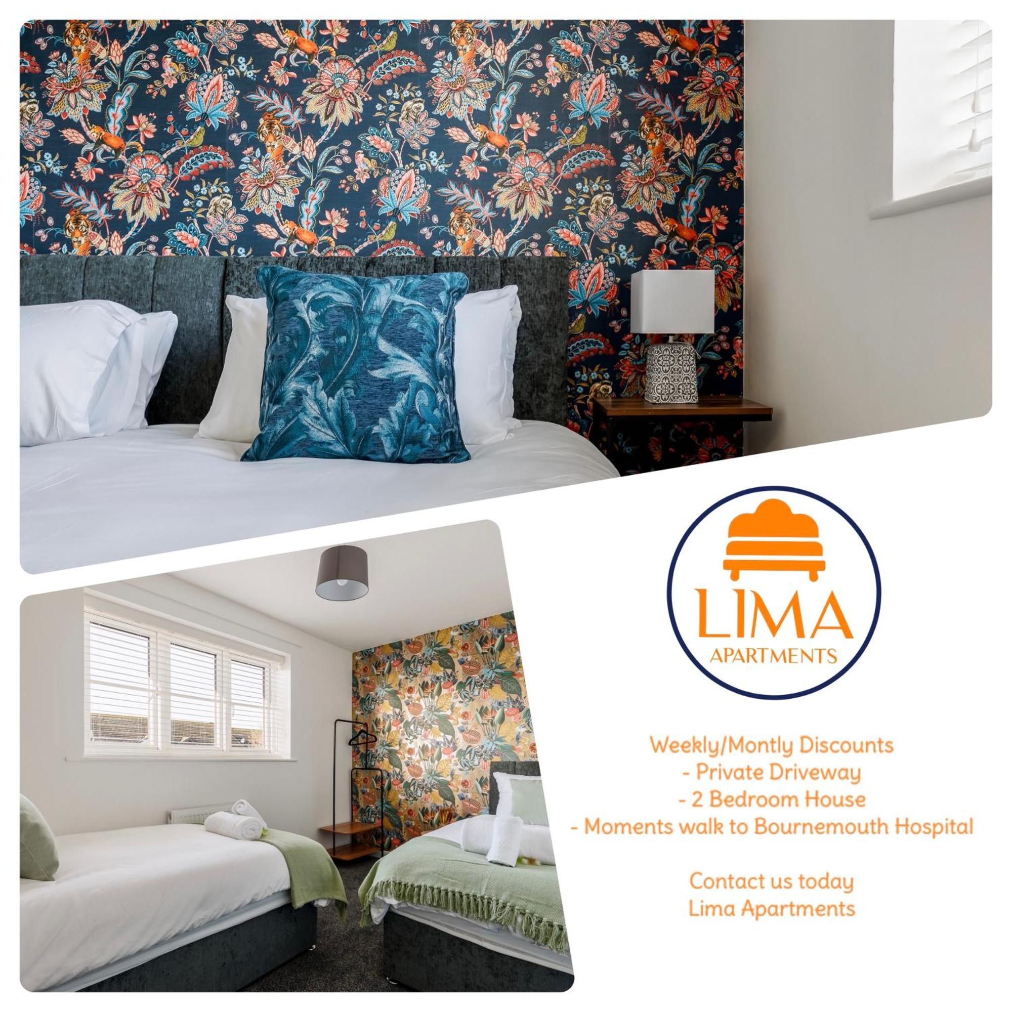2 Bedroom House-Driveway - Bournemouth Hospital - Long Stay Discounts - Lima Apartments Ltd Extérieur photo